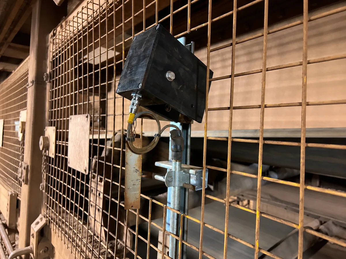 LPI MK2 sensor unit mounted behind mesh guarding